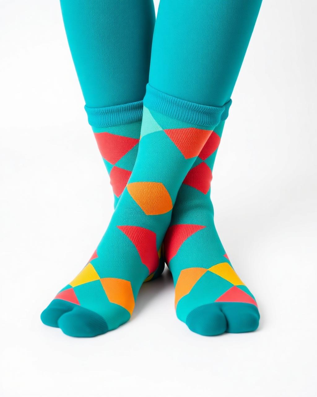 Bright abstract geometric pattern diabetic socks